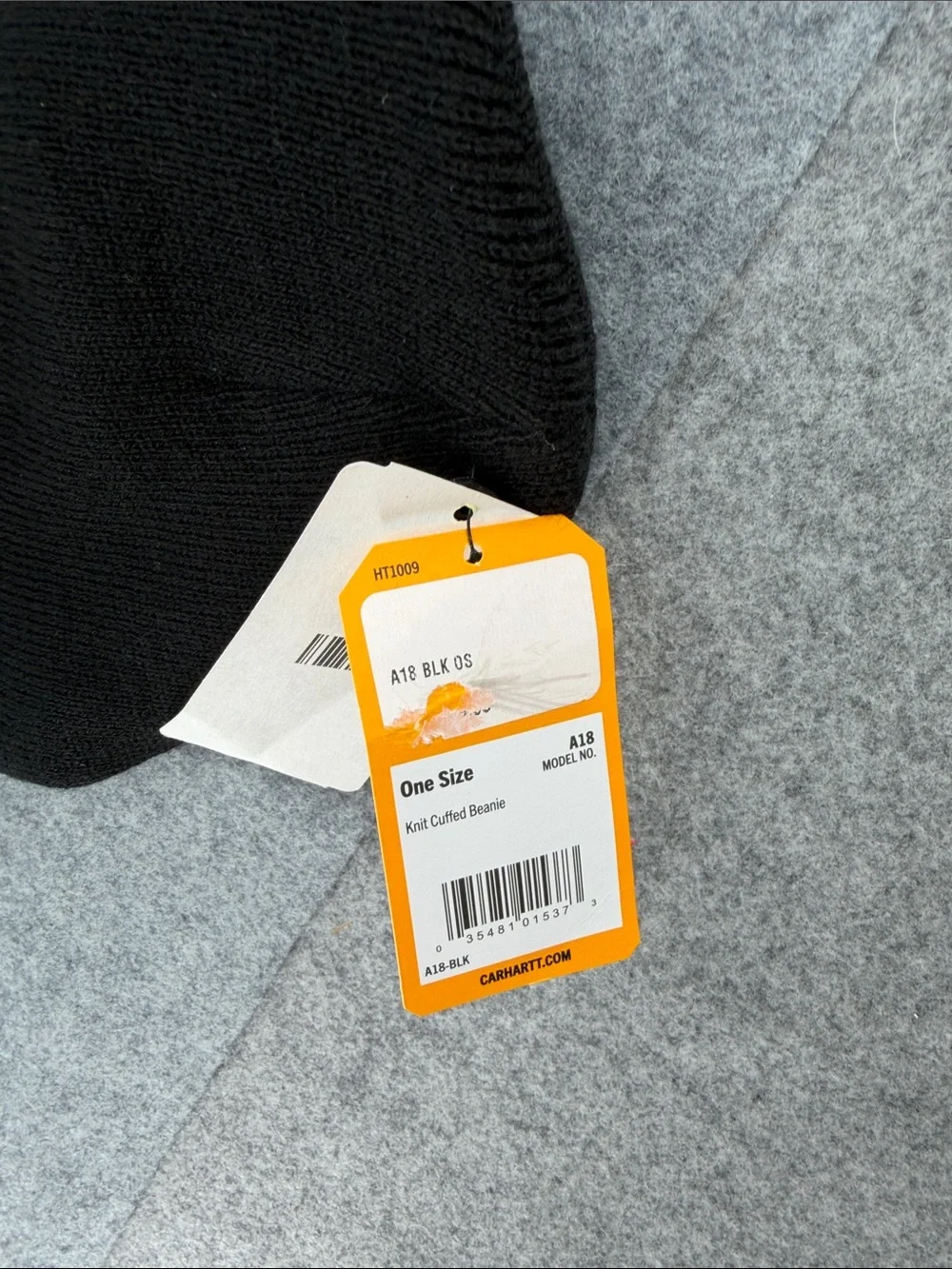 Carhartt Black Knit Cuffed Beanie with Logo Patch NWT One size